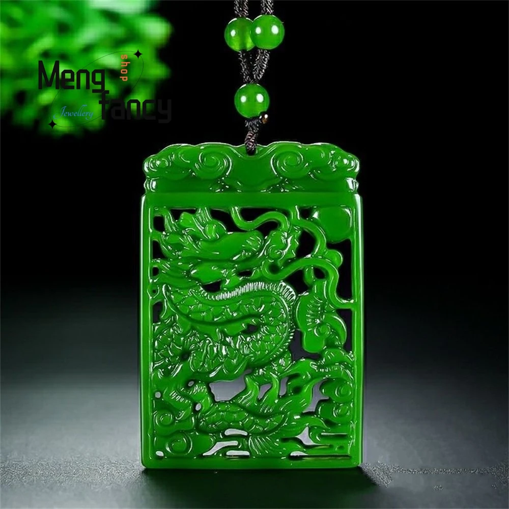 

Natural Hetian Jade Hollowed-out Carving Retro Dragon Peace Good Fortune Pendant Exquisite Fashion Jewelry High-grade Handicraft