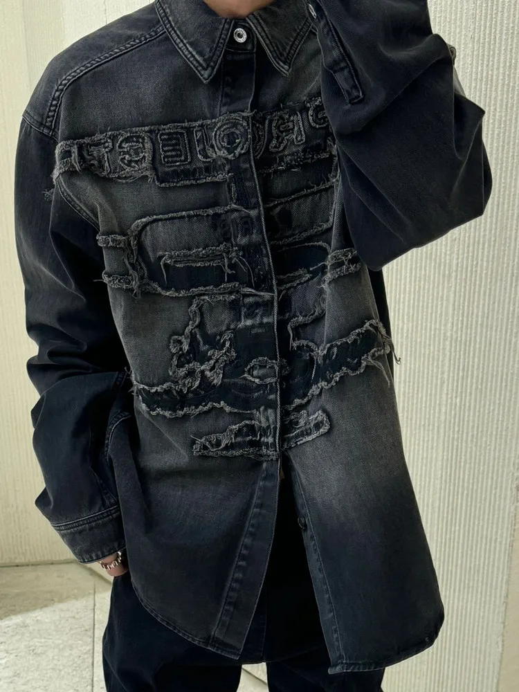 

Y/Project 23FW ow Embroidered Denim Jaet Long Sve irt Autumn Winter Outerwear Stand Fit Youth Faion Casual Wear