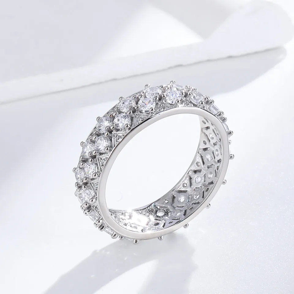 

Buyee 925 Sterling Silver Female Wedding Ring White Zircon Ring Finger for Women Fashion Luxury Fashion Fine Jewelry Circle