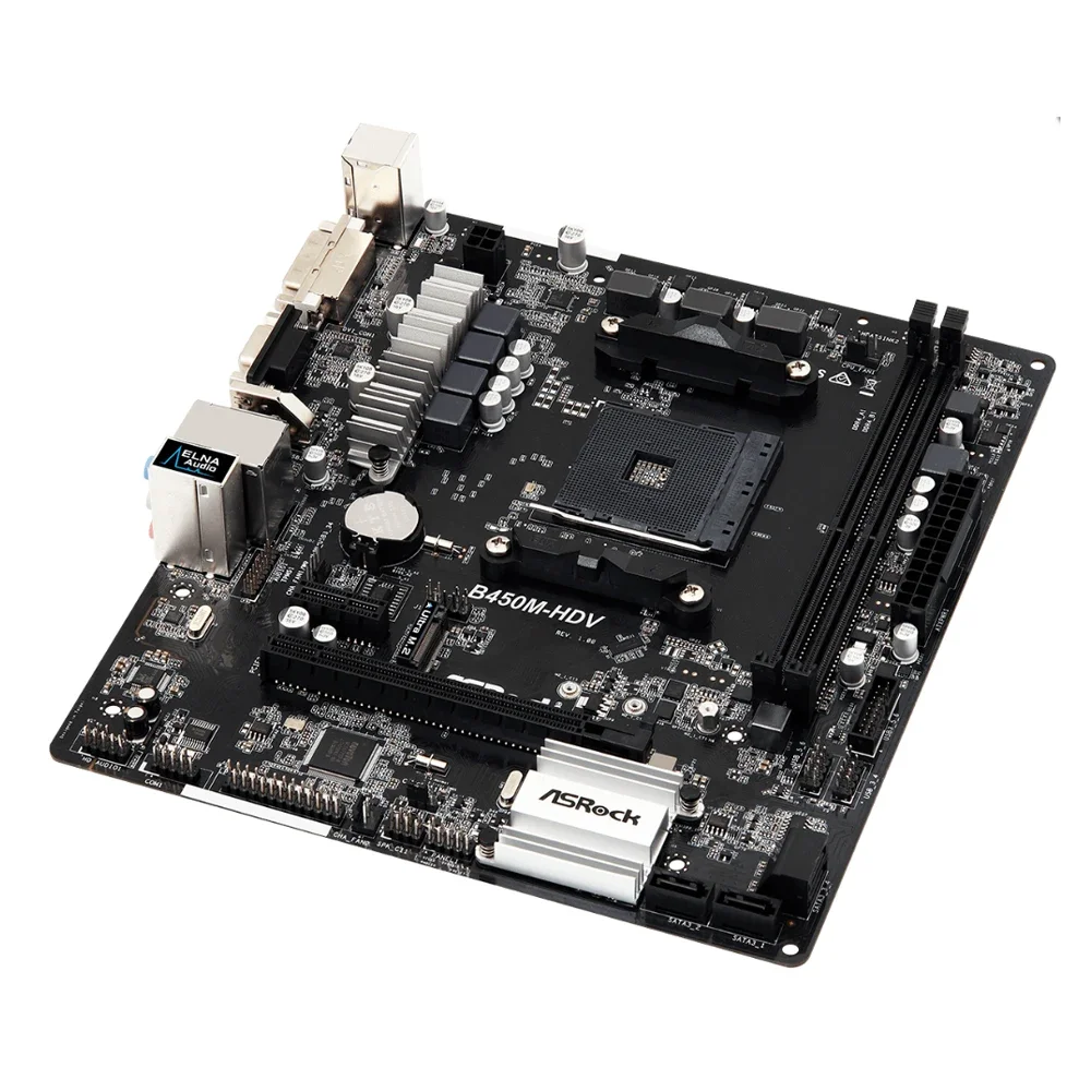Placa base ASRock B450M-HDV R4.0 2xDDR4 memoria DIMM M.2 NVME SATA3 AM4 compatible con CPU Ryzen 5 5600 5600G R7 5700X3D