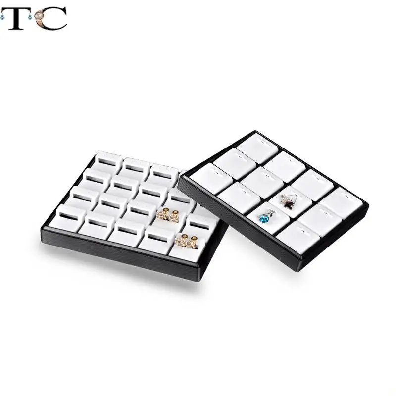 

Черно-белый пластиковый реквизит для демонстрации ювелирных изделий, серьги, кулон, ожерелье, дисплей для хранения колец, чтобы увидеть грузовой лоток