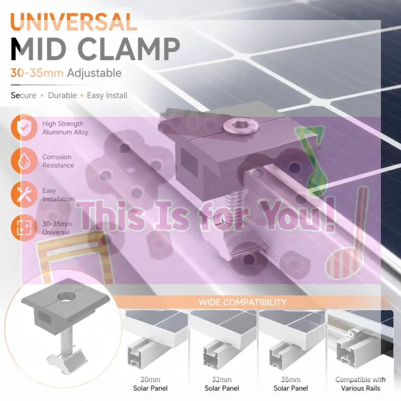 【MA】1PCS Solar Panel Mounting Brackets, Solar Panel End Clamps, Centre Clamps, For PV Solar Panel Solar Module