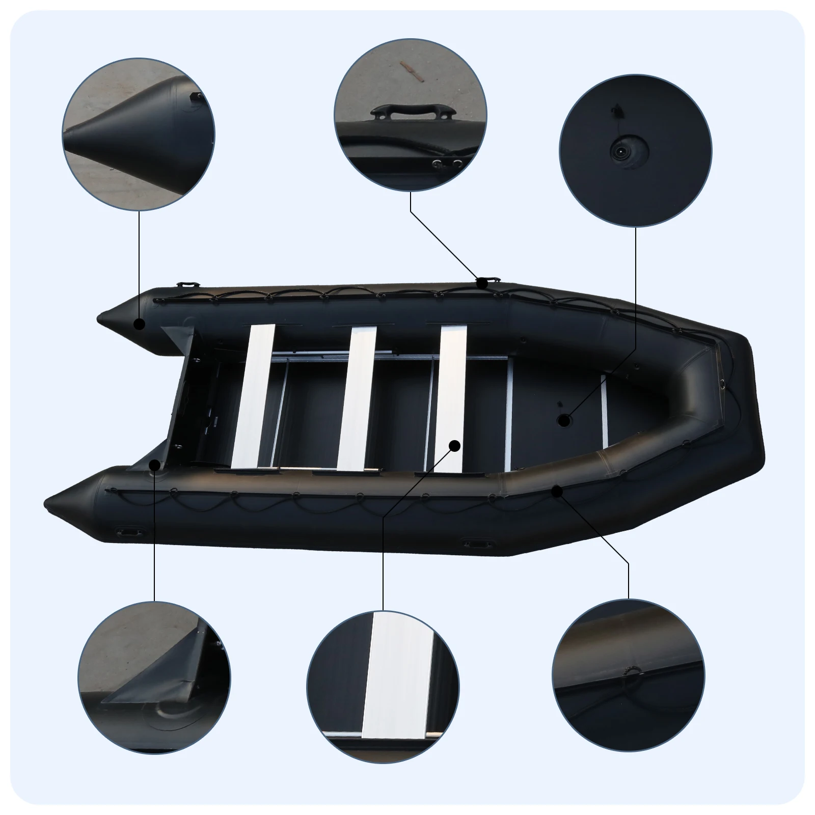 CE Approved PVC Floor Inflatable Rowing Boat with Outboard Engine 8-Person 1.2mm Thick Model  Offshore Waters