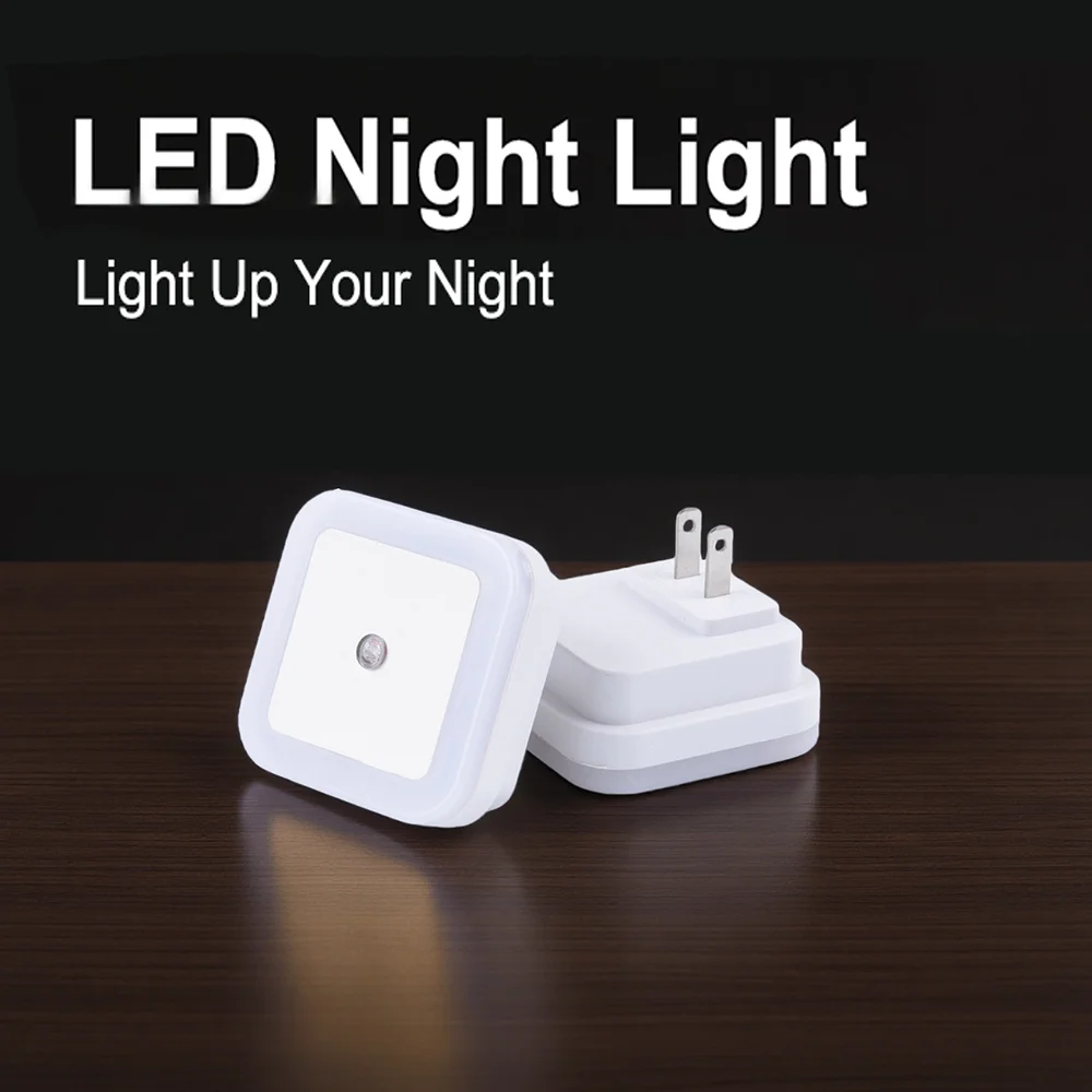 Светодиодный ночник, мини-настенный светильник с автоматическим датчиком, прикроватная лампа для спальни, детской комнаты, прихожей, коридора, лестницы, ЕС/США, 110 В, 220 В