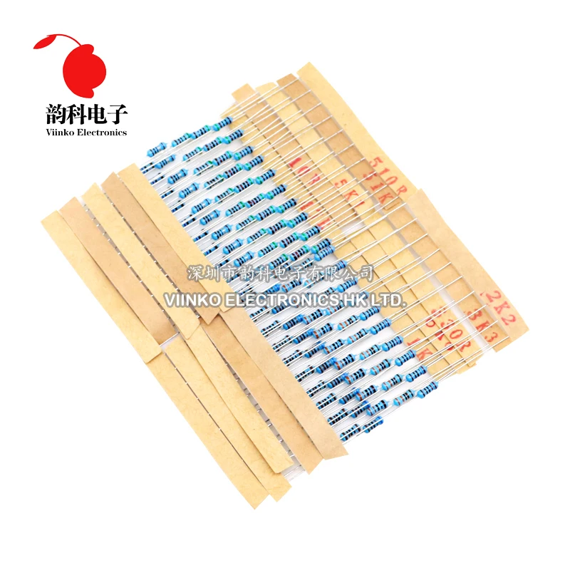 300PCS 1/4W 1/2W 1W 1% Metal Film Resistor Assortment Kit 10R -1M Ohm Resistance Set