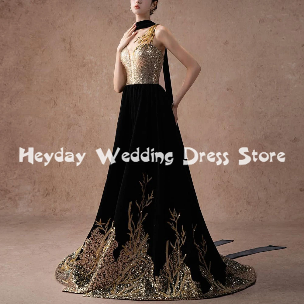 

Heyday Women's O-neck Sparkly Beaded A Line Luxury Evening Dresses Sleeveless With Tassel Floor-Length Formal Elegant Dress 2025