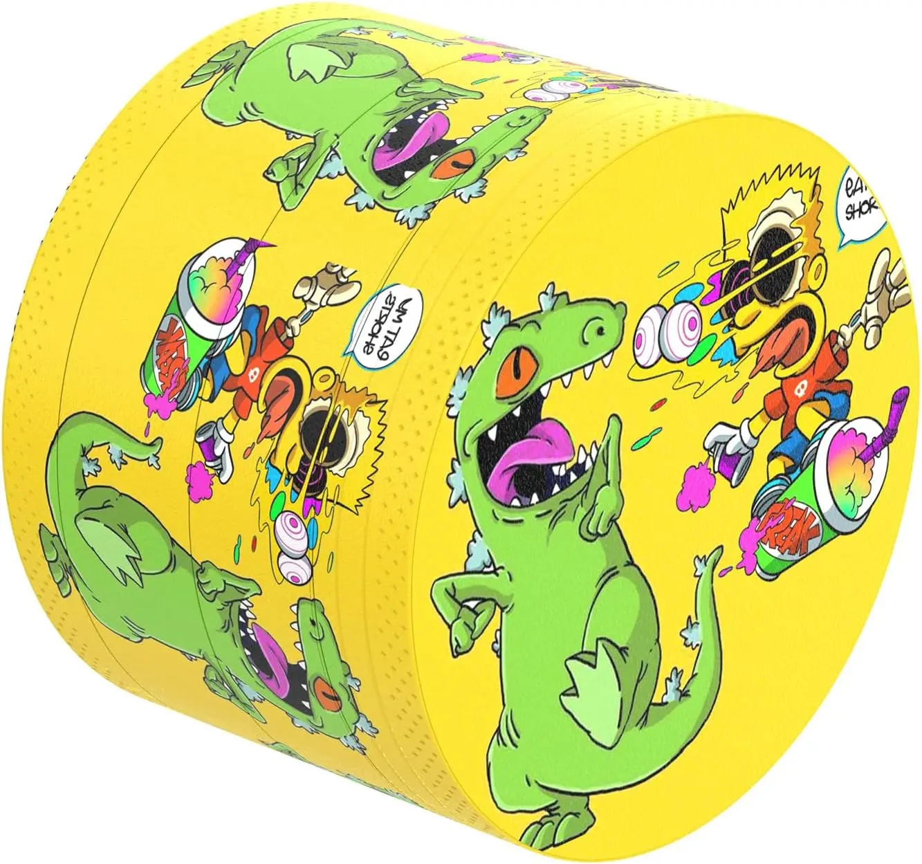 Metal Grinder Street Art with Vibrant Colors and Bold Lines