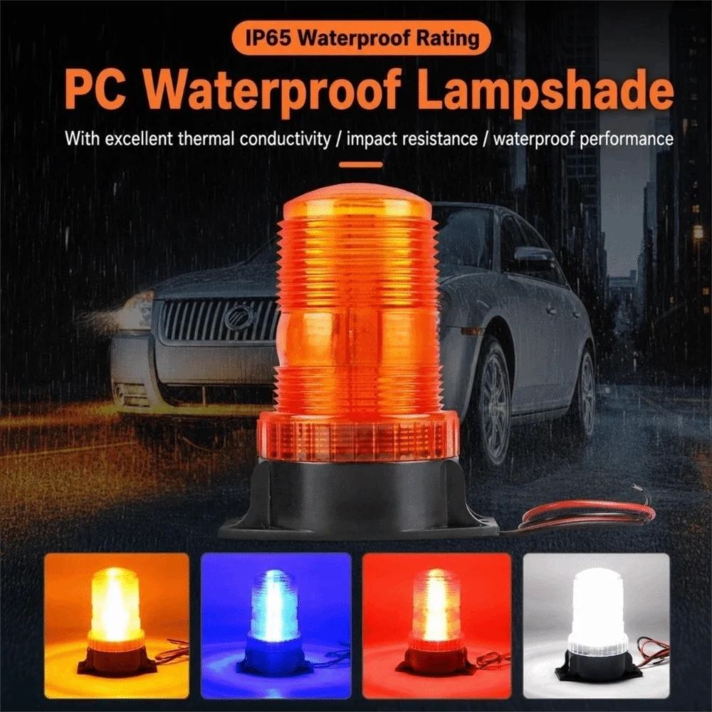 9-90V LED Warning Light 30 LED Shock Resist Strobe Warning Lamp Top Mount Water Block Emergency Signal Light Engineering Car