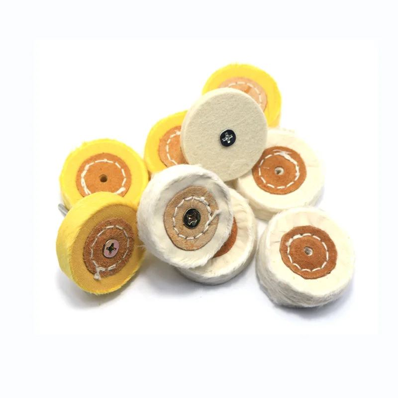 1Pcs T-Type Polishing Wheel with Handle (Wool Wheel / White and Yellow Cloth Wheel) Accessories for Bench-Mounted Angle Grinders