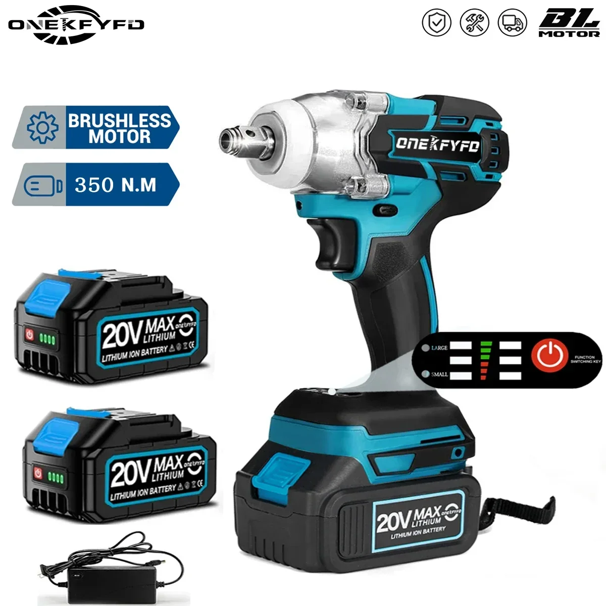 Brushless 2 IN 1 350 N.M Cordless Electric Impact Wrench 1/2 inch Screwdriver Socket Torque Wrench Tools For Makita 18V Battery