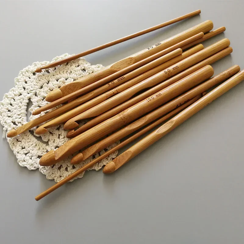 Bamboo Knitting Needle Set para Crochet doméstico, Ganchos redondos, Yarn Craft, Sweater Knitting Tool, 12 tamanhos