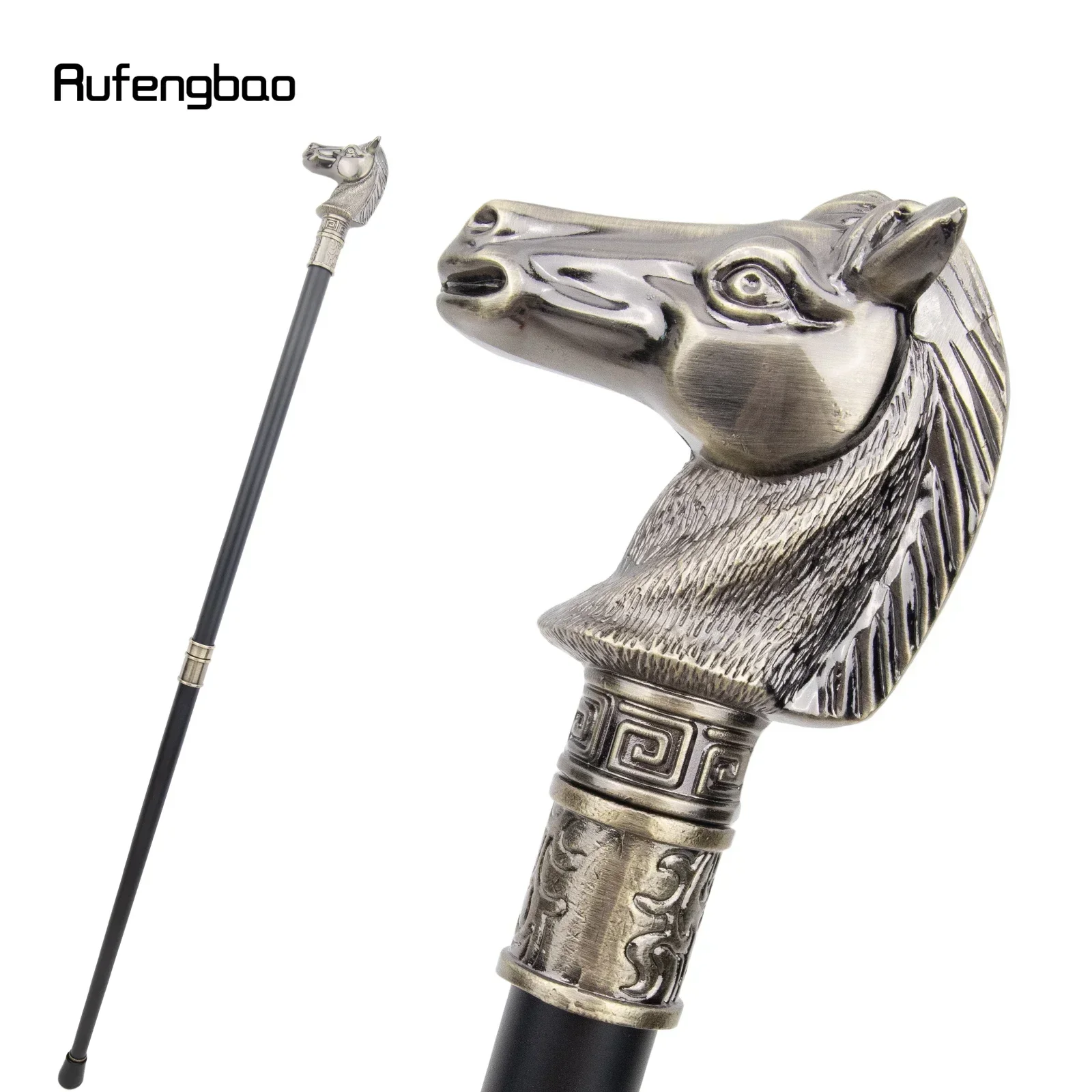 

Bronze Color Race Horse Bristle Head Animal Fashion Stick Decorative Cospaly Vintage Party Performance stage Cane 93cm