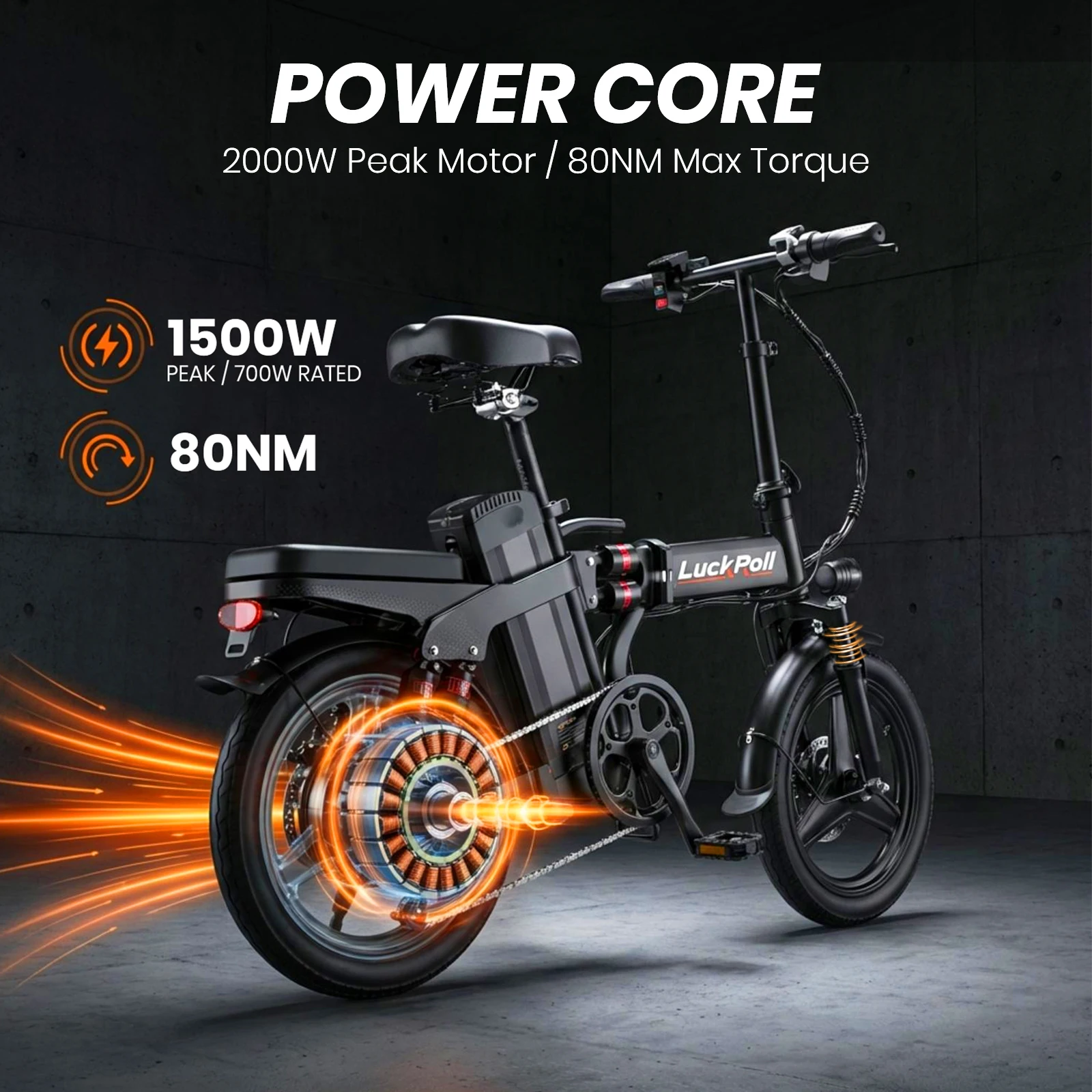 Classic Foldable Electric Bike for Adults,750W/1500W,28/40MPH,48V15Ah/52V 25Ah Battery,60-80 Miles,14"Tire with Dual Disc Brakes view 3