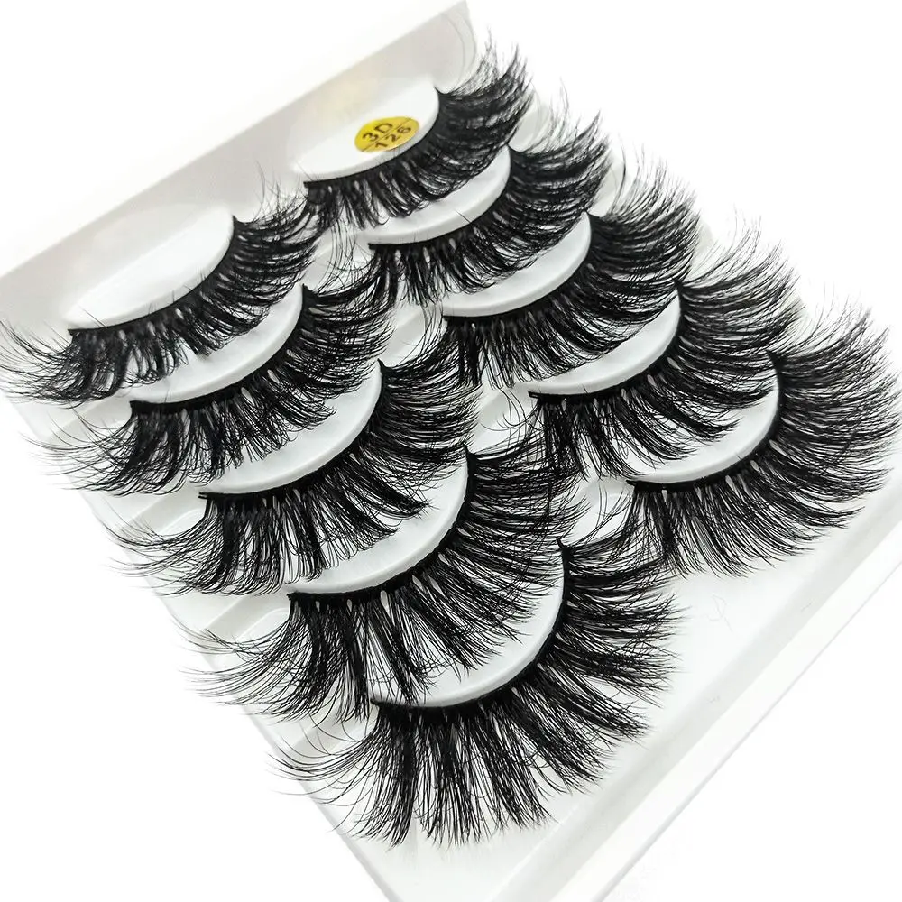 SKONHED 5 Pairs Woman Fluffy Wispy Flared False Eyelashes Eye Lash Extension 3D Faux Mink Hair Crisscross