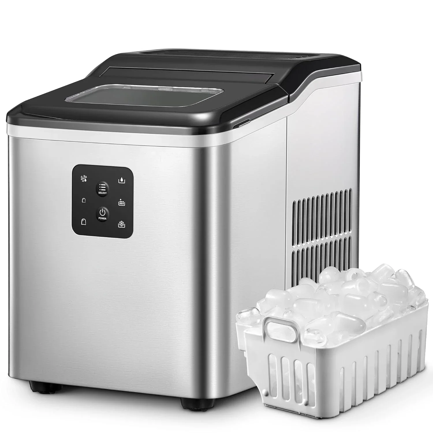 Self-Cleaning Countertop Ice Maker Machine, produz 2 tamanhos diferentes de cubo em 24 horas, faz 9 cubos de gelo em apenas