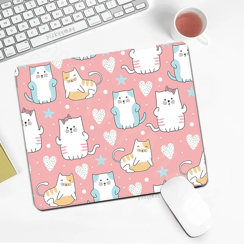 

Pink Mouse Pads Cat Gaming Mousepads 25x20cm Small Mousepad Gamer Nonslip Rubber Mat Company Desk Pad For Gift