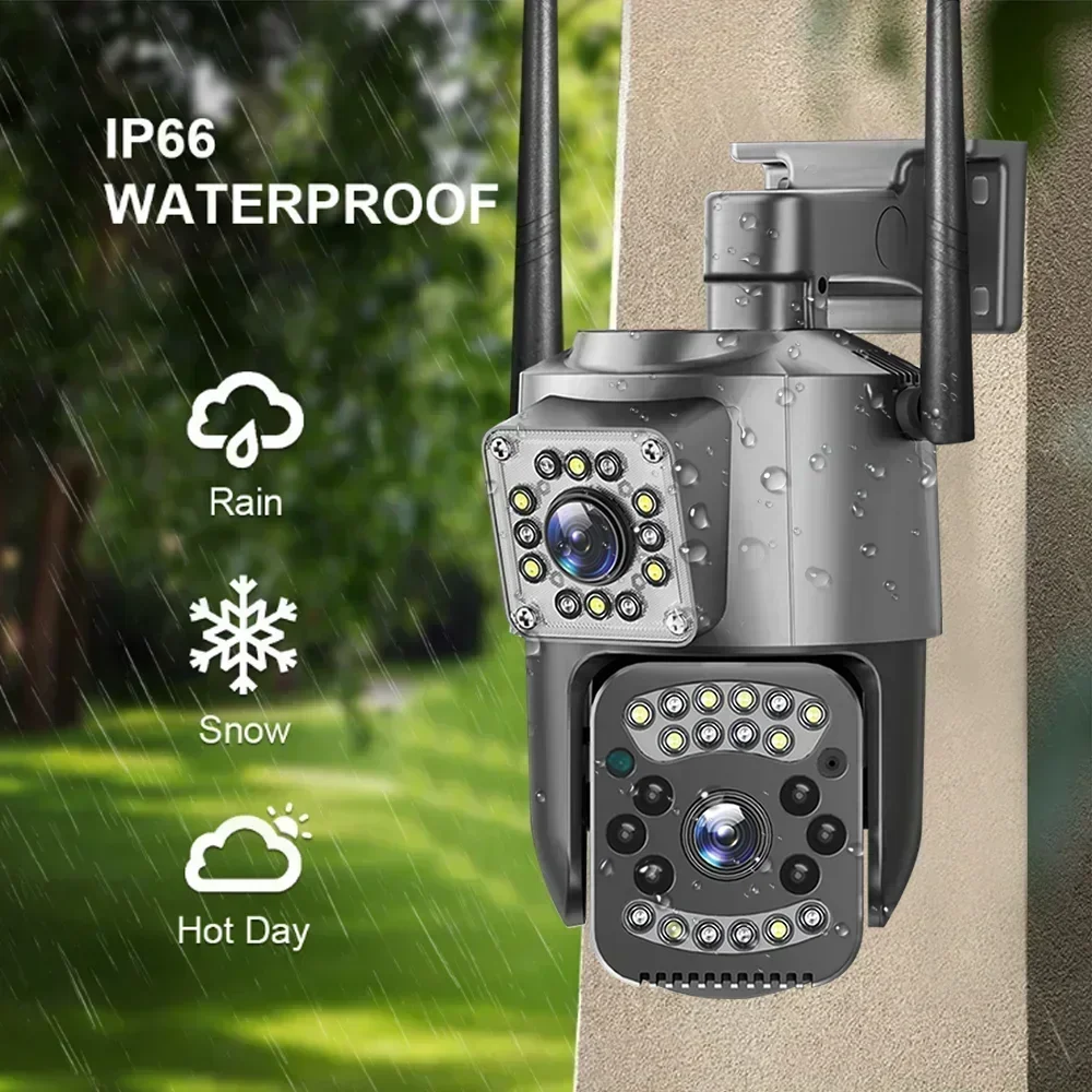 4k 8mp wifi monitor de vigilância câmera lente dupla ao ar livre à prova dwaterproof água segurança cctv câmeras de vigilância de vídeo áudio