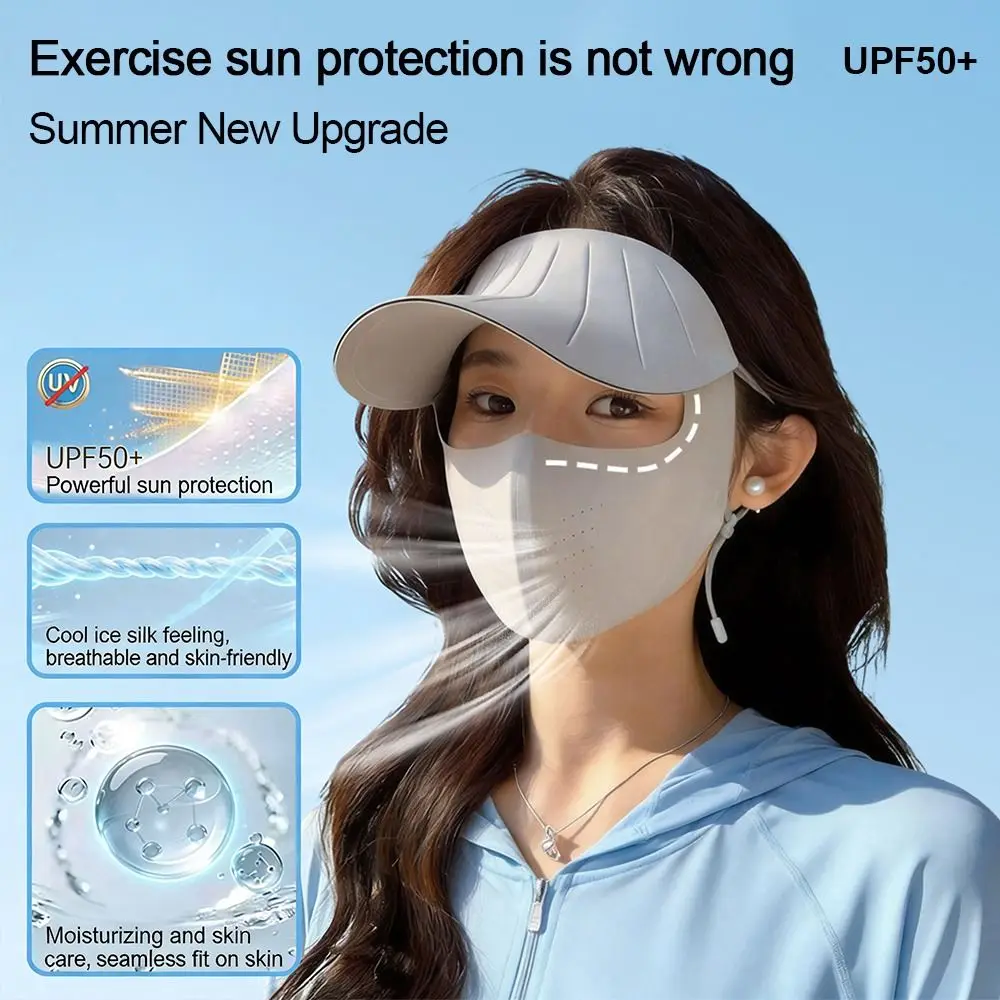 Soft UV Blocking Sun Protection Mask Cooling Effect Breathable Face Mask for Women Adjustable UPF 50+ Outdoor Masks Summer