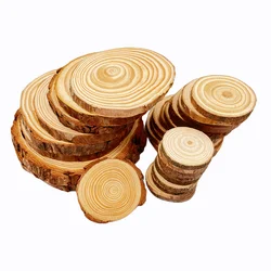 3-12cm Thick 1 Pack Natural Pine Round Unfinished Wood Slices Circles With Tree Bark Log Discs DIY Crafts Wedding Party Painting