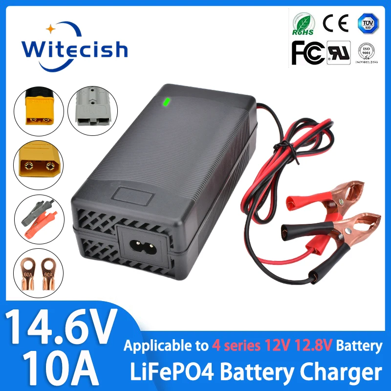 12V 10A Lifepo4 Lithium Battery Charger for 4S 12V 12.8V 14.6V 10A Fast Charger For iron Lithium Phosphate Battery Charging Pack