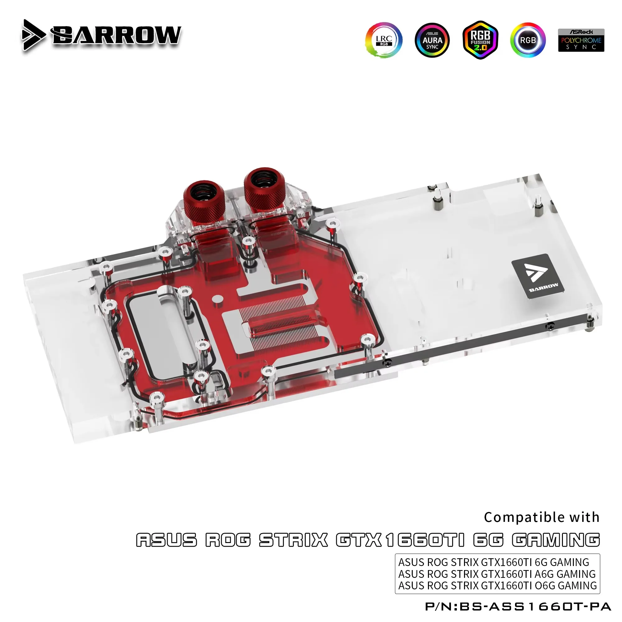 Barrow BS-ASS1660T-PA, Full Cover Graphics Card Water Cooling Blocks, for Asus Rog Strix GTX1660Ti 6G / A6G / O6G Gaming
