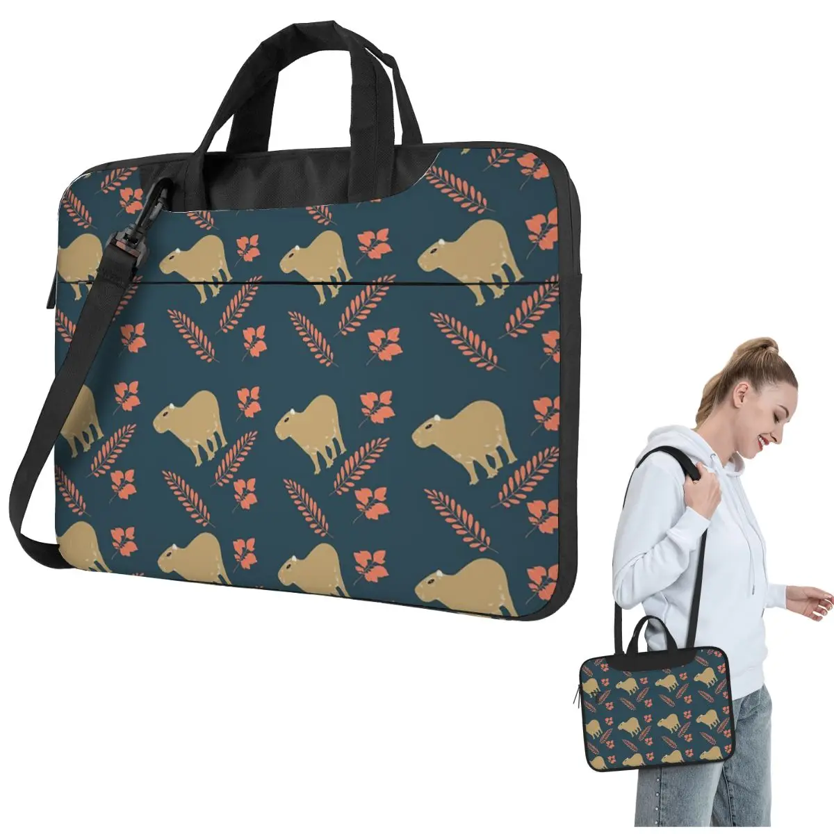 Capybara Animal Pattern Crossbody Laptop Bag Case Computer Bag Resistant Protective Notebook Pouch for Lenovo