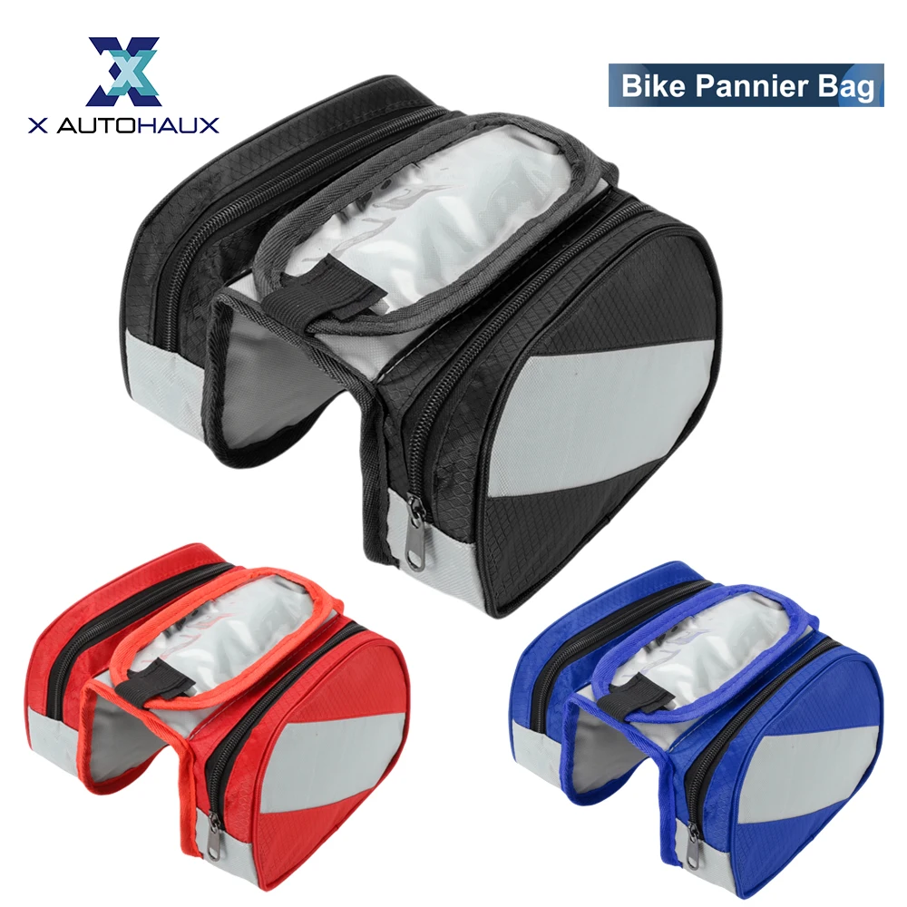 

X Autohaux Bike Frame Bag Bike Pannier Bag Waterproof Double Side Bike Bag Polyester Black Cycling Accessories