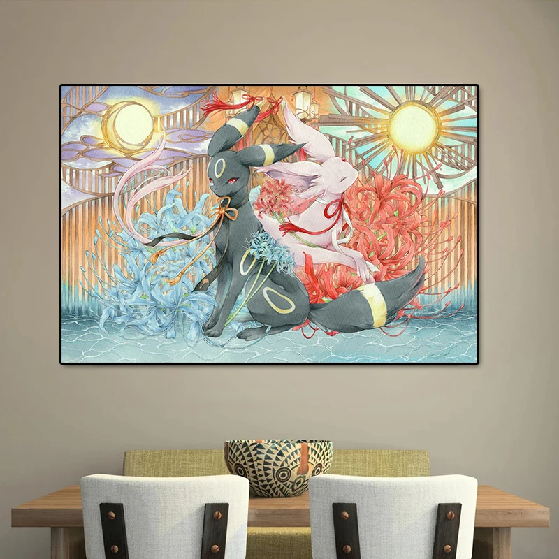 

Pokemon Eevee Umbreon Espeon Poster Anime Comic Manga Canvas Painting Wall Art Prints Living Room Decor Picture Mural Cuadros