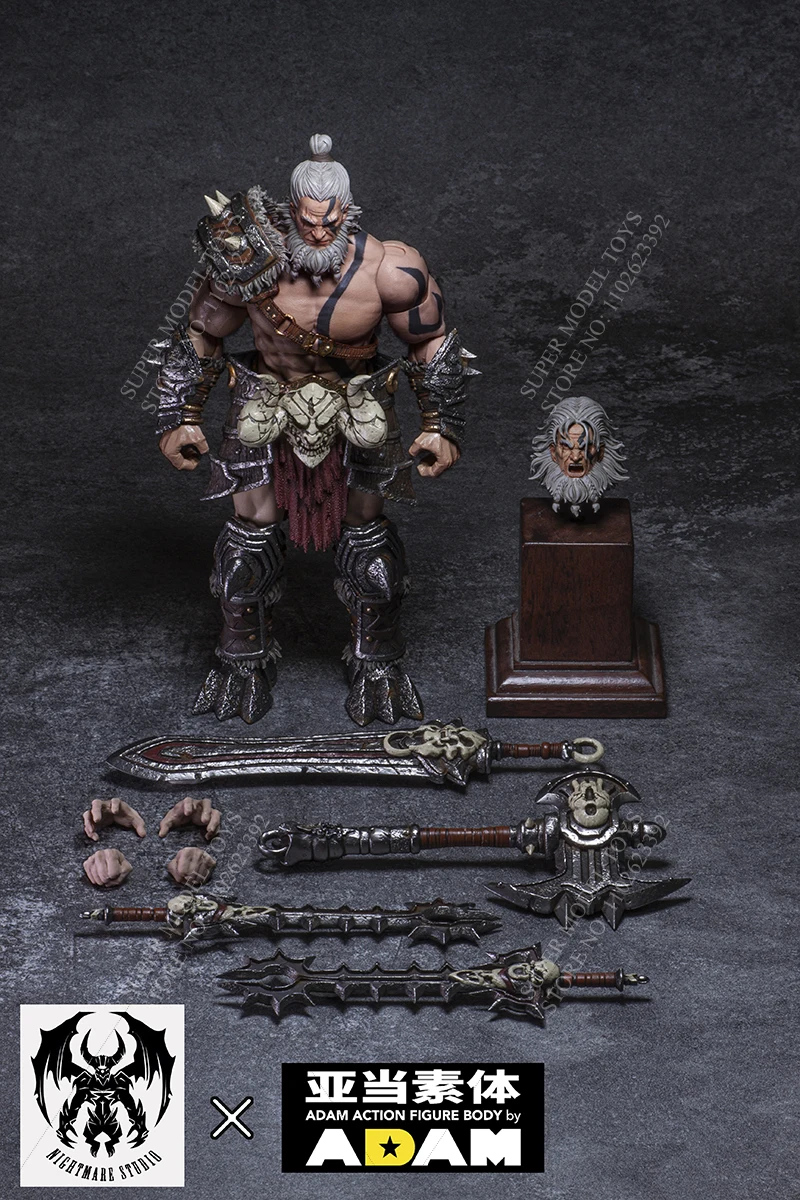 Nightmare Studio D20 1/12 Scale Male Soldier Barbarian Double Head Sculpture Full Set 6-inches Action Figure Model Gifts