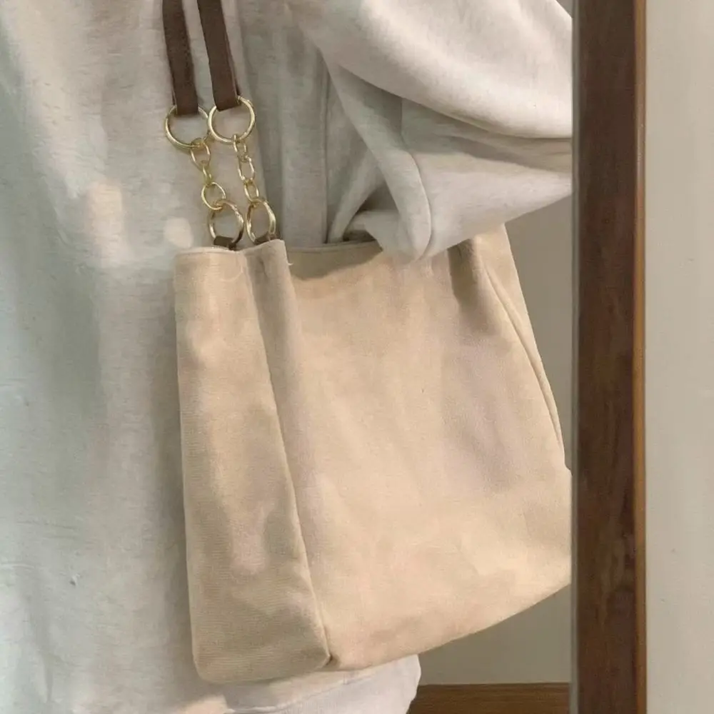 Fashion Canvas Shoulder Bag Large Storage Cotton Tote Minimalist Ethnic Style Casual Daily Commuter School Shopping Handbag
