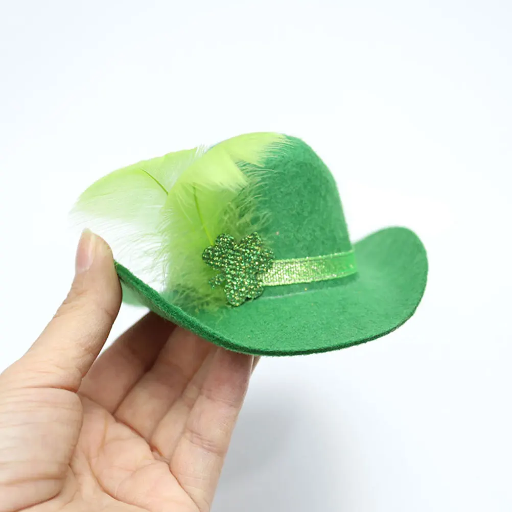 

4 Pcs Irish Party Hats Foldable Kids Felt Accessories St Patrick Day Hair Clips Stylish Festival Hat Design Costume Photo Prop