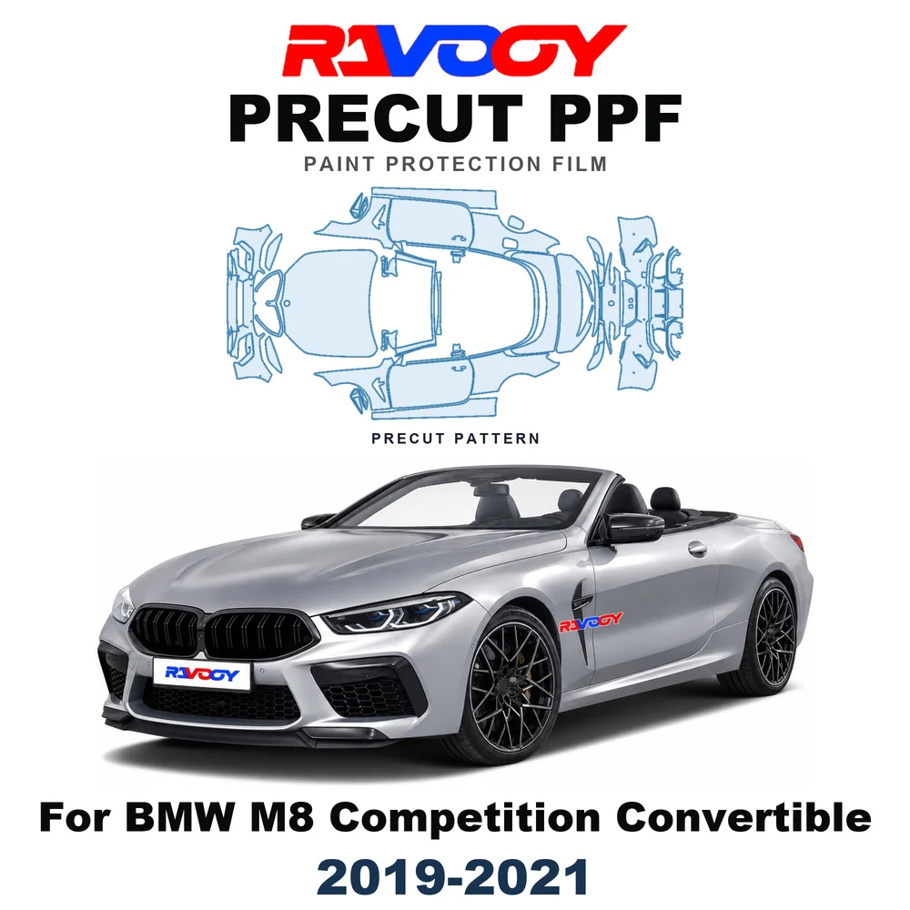Precut PPF For BMW M8 Competition Convertible 2019-2021 8.5mil TPU Paint Protection Film Hood Bonnet Bumper Headlight Clear Kit