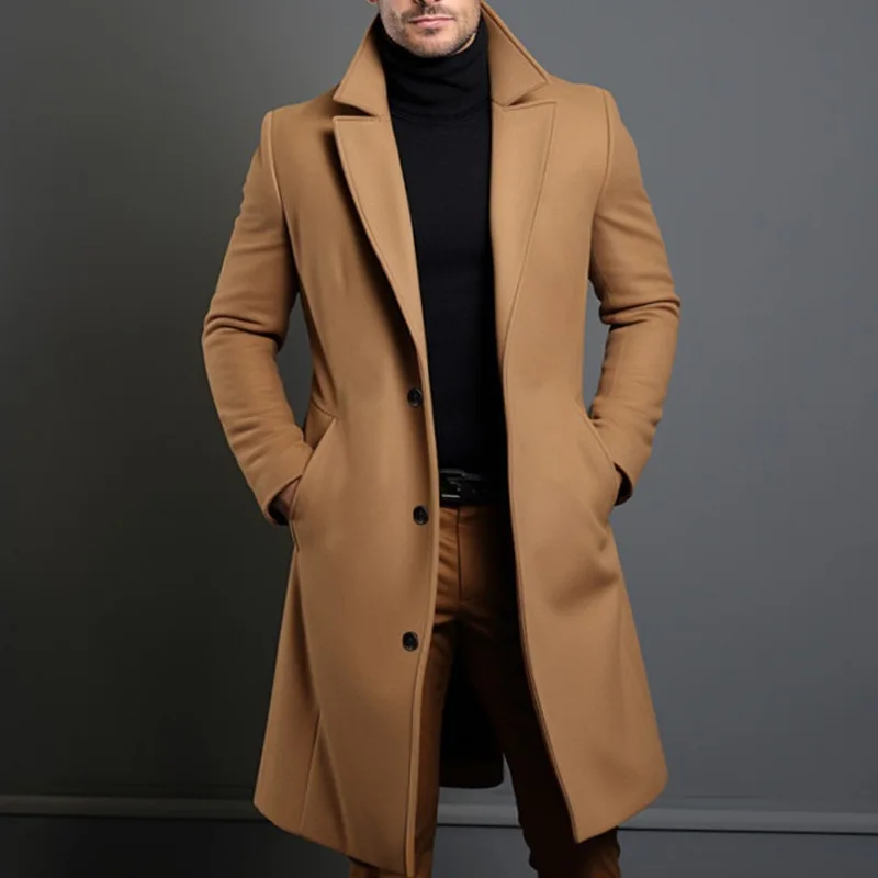 

New Men's Color Flip Collar Single Button Windbreaker Multi-Color Youth Coat Long Sle Casual Autumn Spring Faion