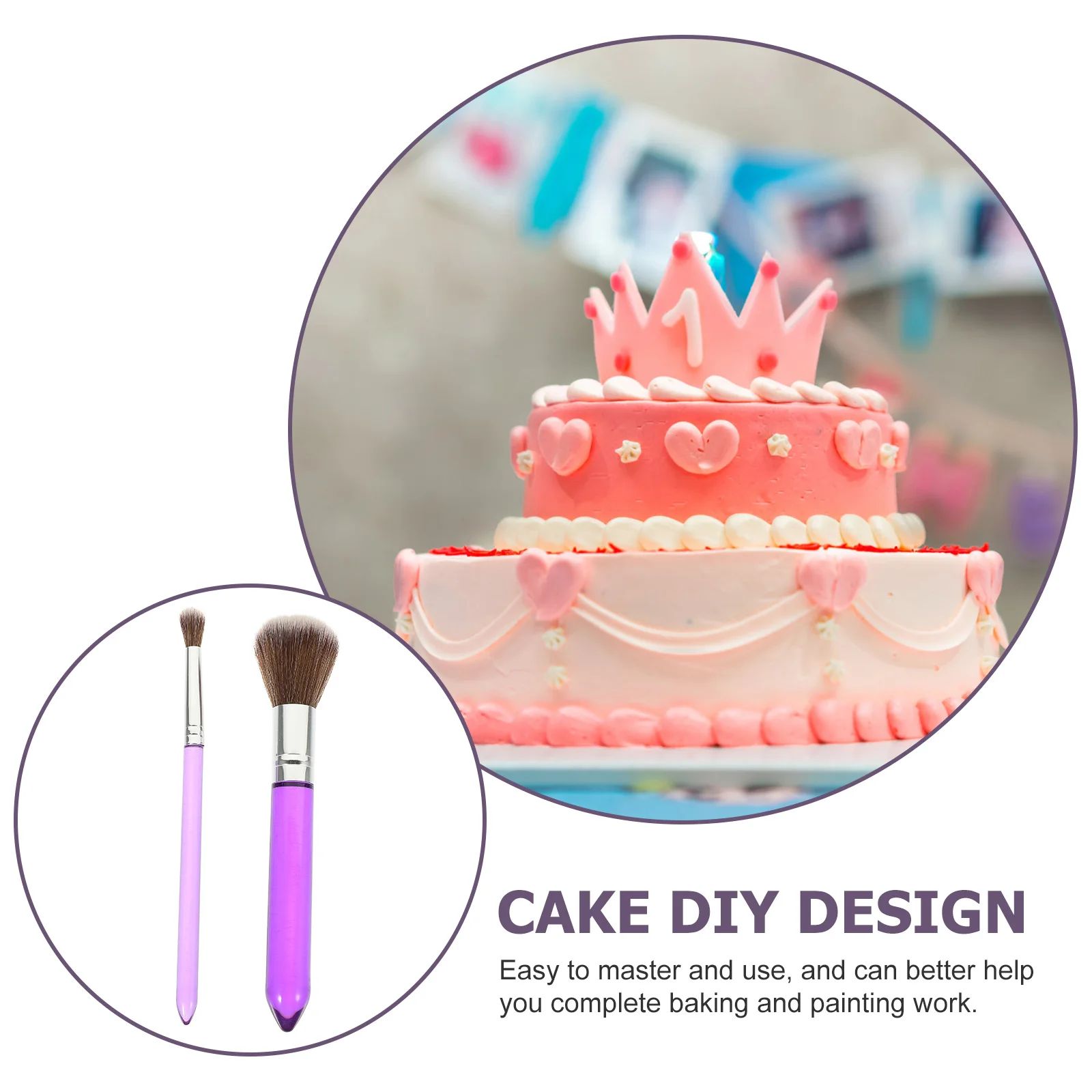 

2 Pcs Cake Paint Brushes Large Small Fondant Decorating Tools Household Modeling Dessert Cookie Watercolor Brush Set Cake
