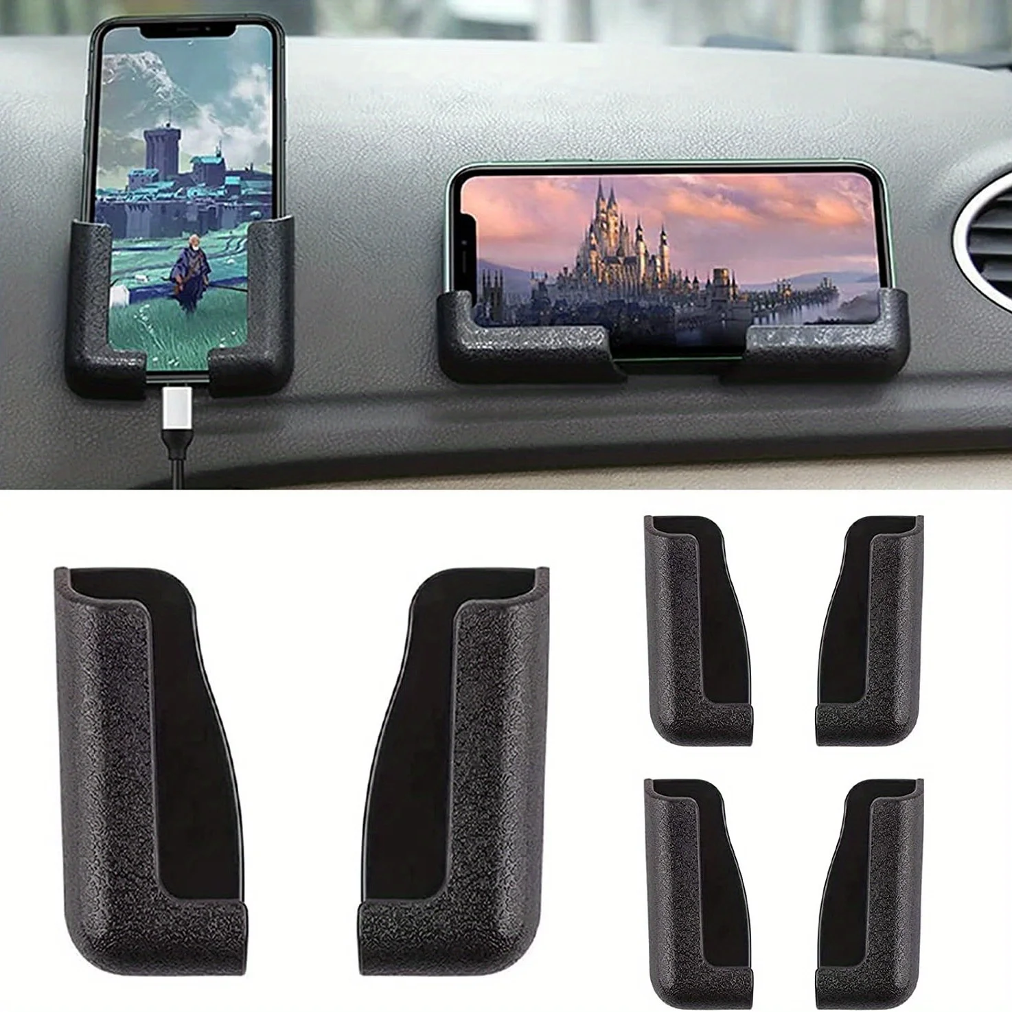 3/5pcs Multi-Functional Self-Adhesive Phone Mount – Adjustable Holder for Car Dashboard, Wall & Desk, Hidden Cable Management
