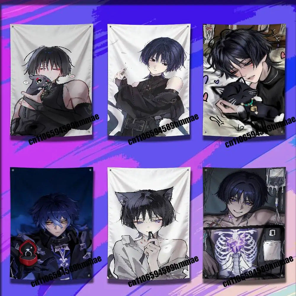 

For Scaramouche Wanderer genshin impact Gift Flag 150*200cm 100*150cm 80*120cm 50*70cm Living Room Banner Wall Tapestry Cover