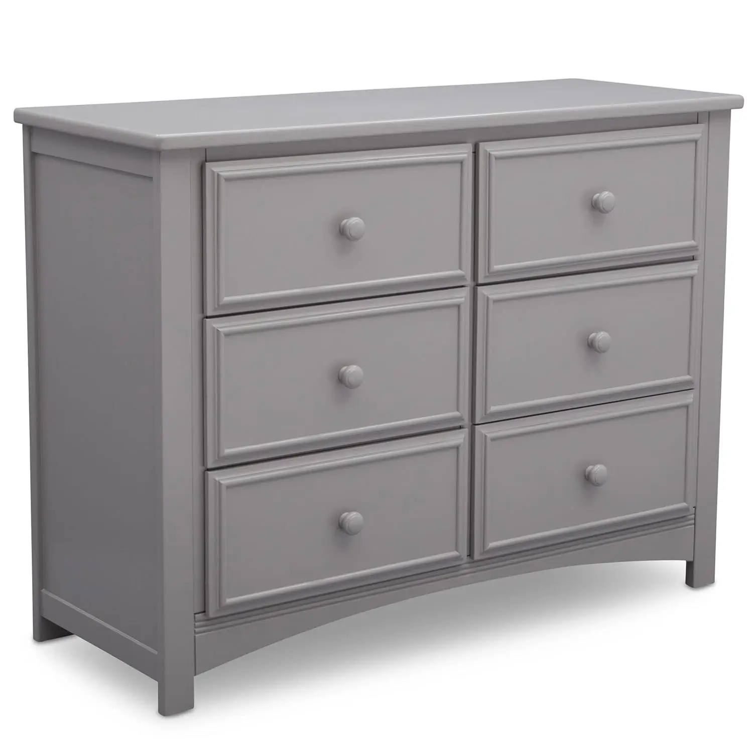 Unisex Nursery 6 Drawer Double Dresser With Interlocking Drawers - Greenguard Gold Certified, Grey