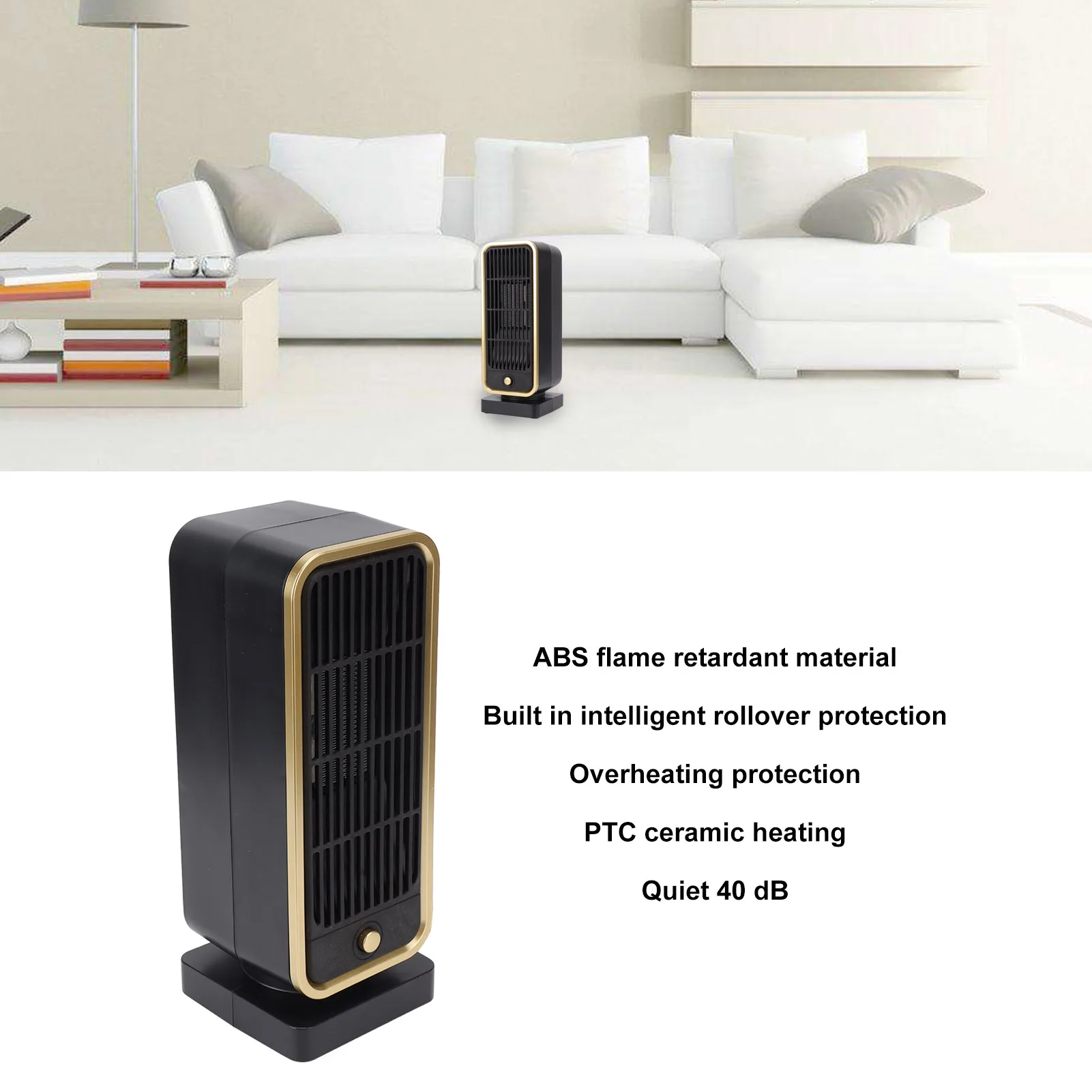 

Space Heater Overheating Protection PTC Ceramic Heating Quiet 40dB Flame Retardant ABS Portable Space Heater
