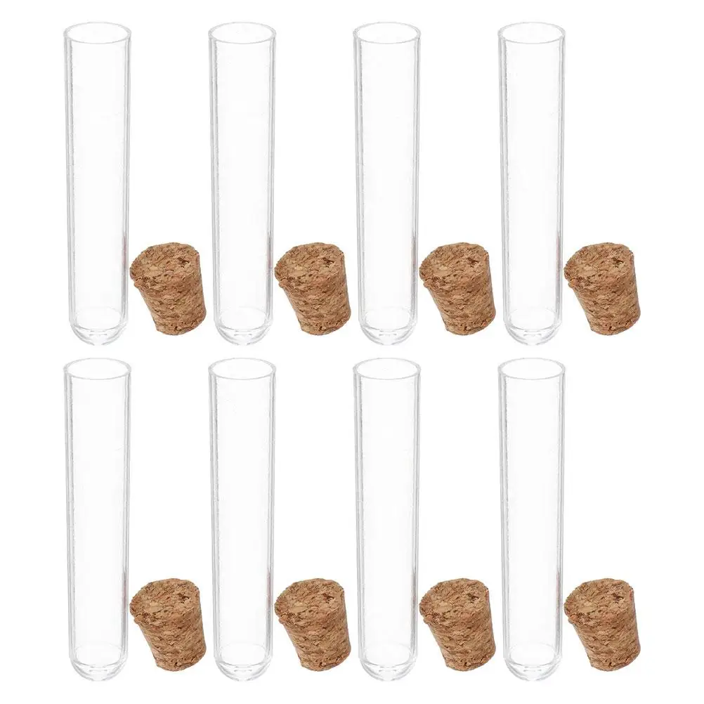 

40 Pcs Test Tube Plastic Vials with Corks Tubes Caps Bath Salt Container Empty Candy Cane Plant Propagation Clear