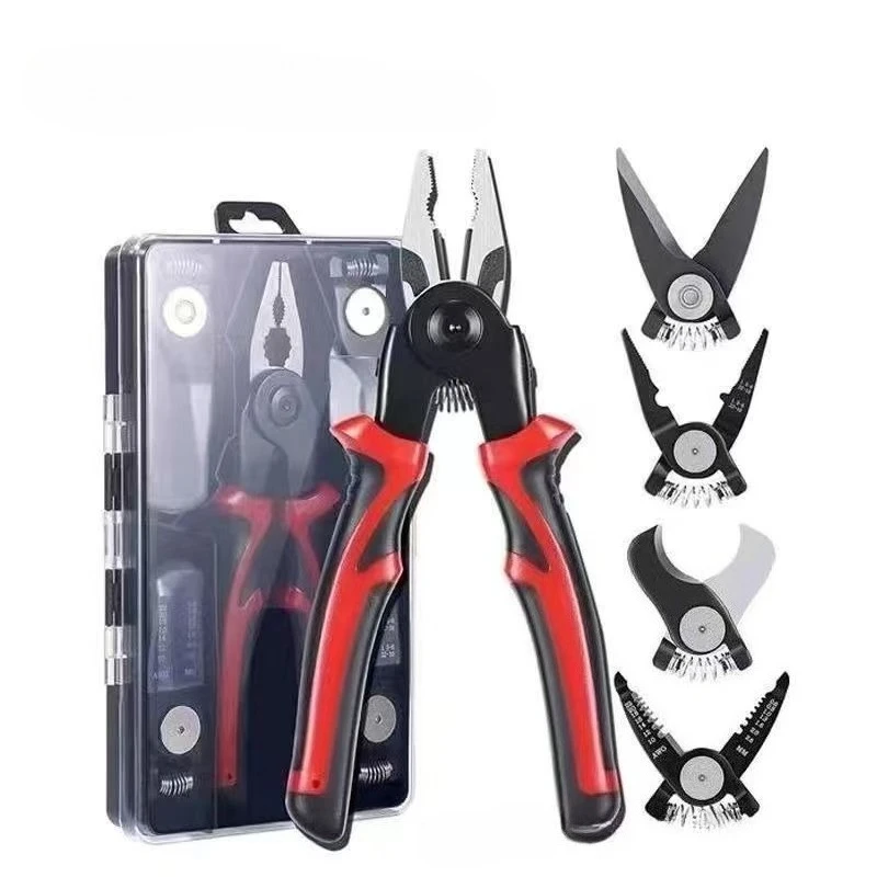 5 In 1 Multifunctional Pliers Replaceable Steel Wire Pliers Wire Stripping Interchangeable Head Tool Special For Electricians