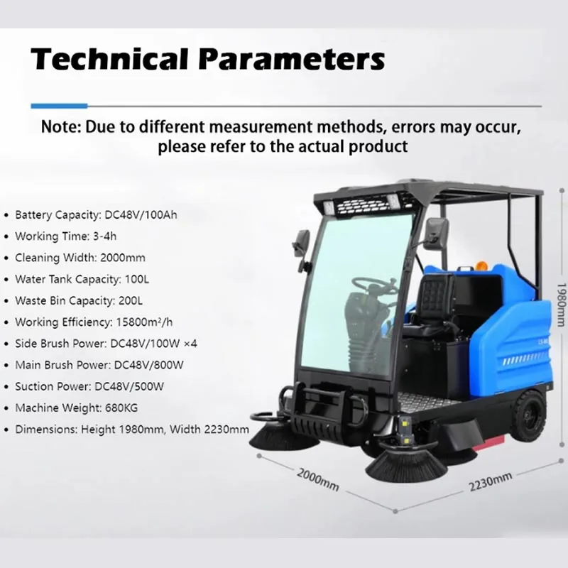 Semi Enclosed Cabin Ride-on Floor Sweeper Outdoor Pavement Cleaner Parking Lot Road Cleaning Sweeping Vehicle(Customized) 3