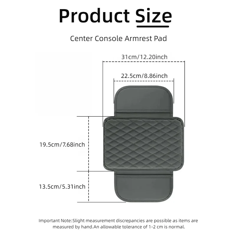 PU Leather Car Armrest Storage Pad, Dual-Pocket Design, Available in Multiple Colors, High Quality and Easy to Install
