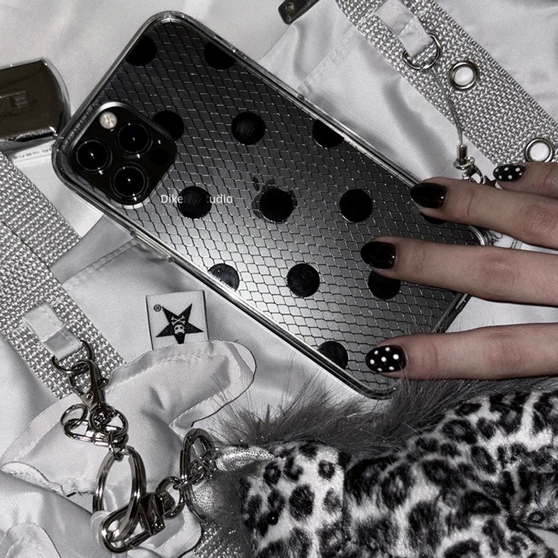 Funda de teléfono Ins Sexy Girl Wave Point de encaje para iPhone 17 AIR 16 15 14 13 12 11 Pro MAX X XR XSMAX 7 8 Plus Y2K cubierta suave transparente