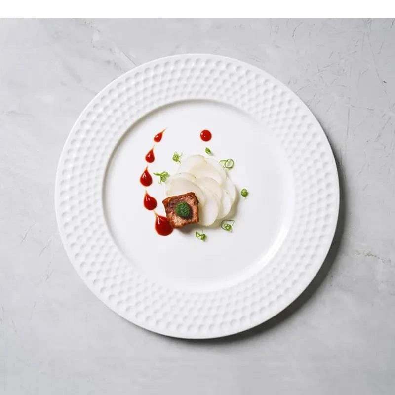 Pure White Ceramic Steak Plate Restaurant Shallow Pasta Dessert Snack Plates Molecular Cooking Specialty Tableware