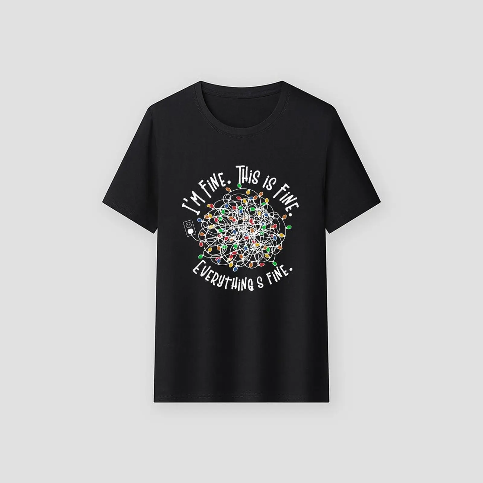 

Летние женские топы 2025 года, тонкая футболка с короткими рукавами и круглым вырезом, свободная повседневная удобная тканевая футболка с рождественским легким принтом