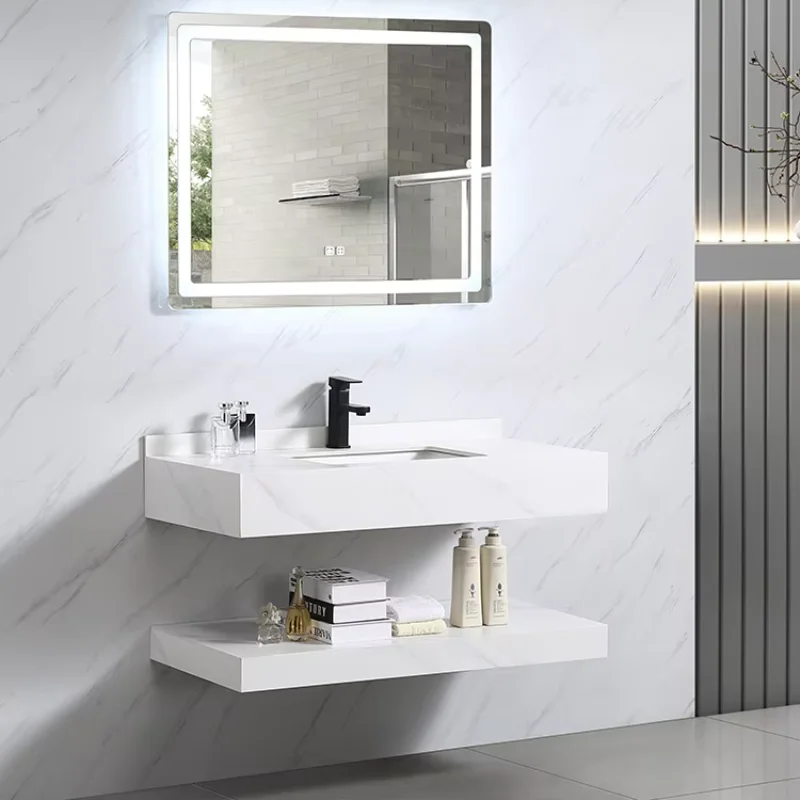 

Bathroom square double trough wall marble bathroom sink