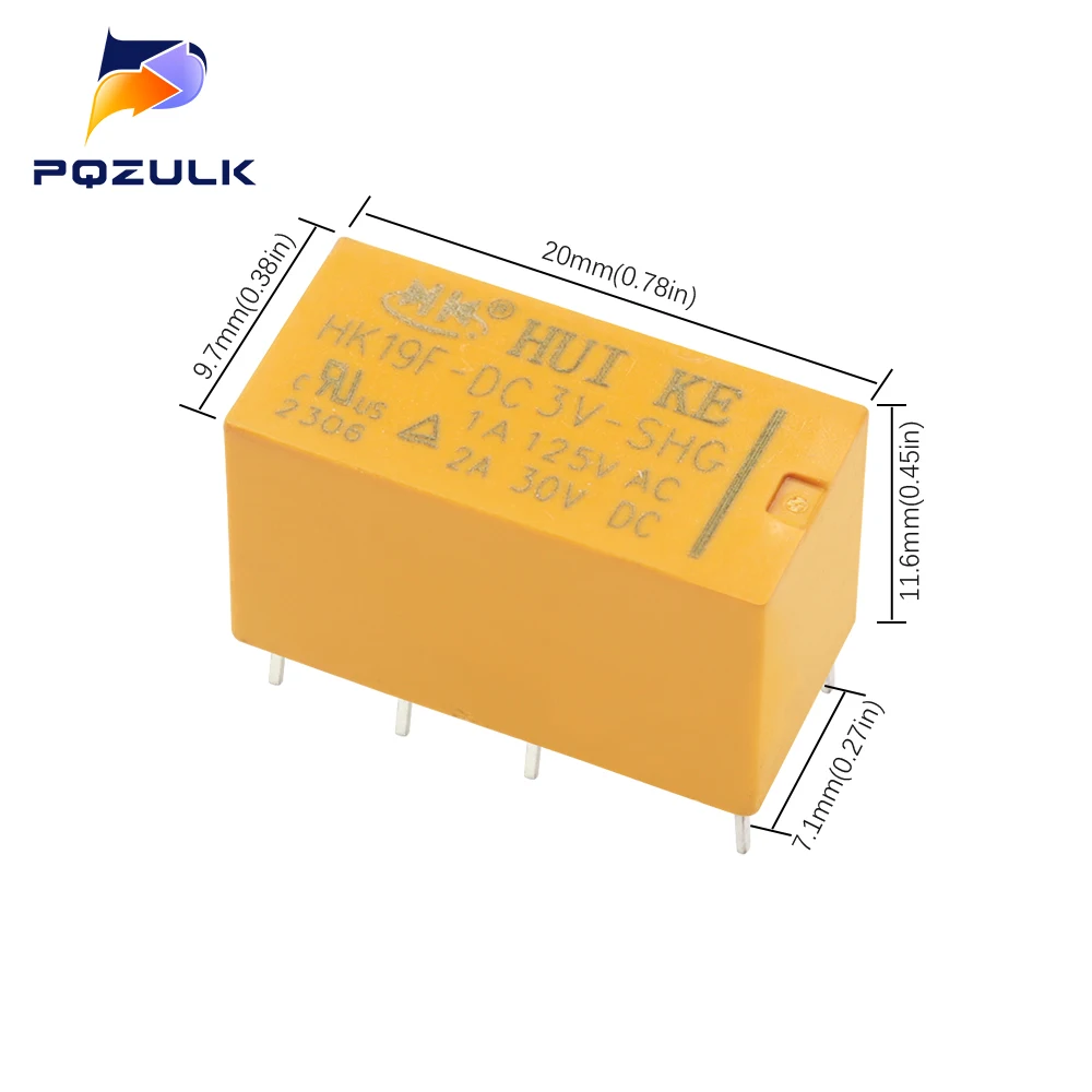 10PCS Coil DPDT 8 Pin 2NO 2NC Mini Power Relays PCB Type HUI KE HK19F HK19F-DC5V-SHG HK19F-DC12V-SHG HK19F-DC24V-SHG