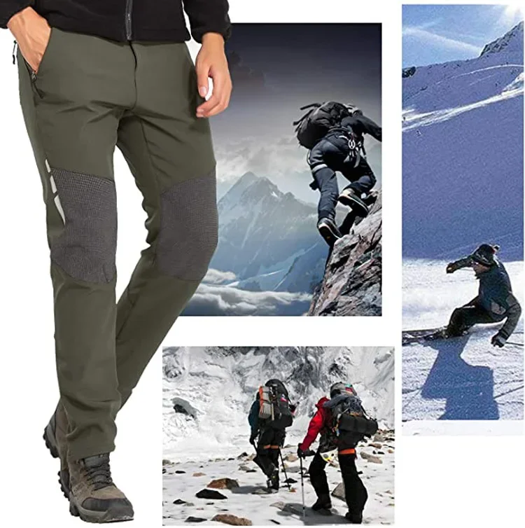 Men's Winter Trekking Trousers Water Resistant Fleece Lining Warm With Zip Pockets Outdoor Workwear Hiking Skiing Pants