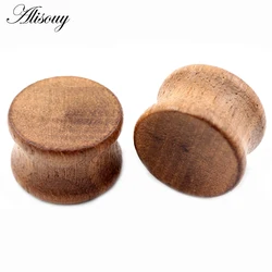 Alisouy 2PC Wood Ear Double Flared Plugs Ear Tunnel Plug Flesh Expander Gauge Stretchers Earrings Body Piercing Jewelry 8-30mm