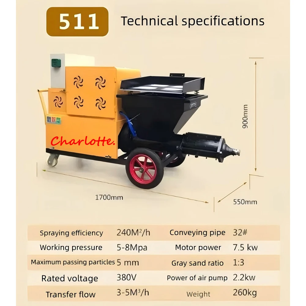 Mortar Spraying Machine 711 Cement Plaster Machine for Construction Diesel Cement Fully Automatic Mortar Wall Spraying Machine